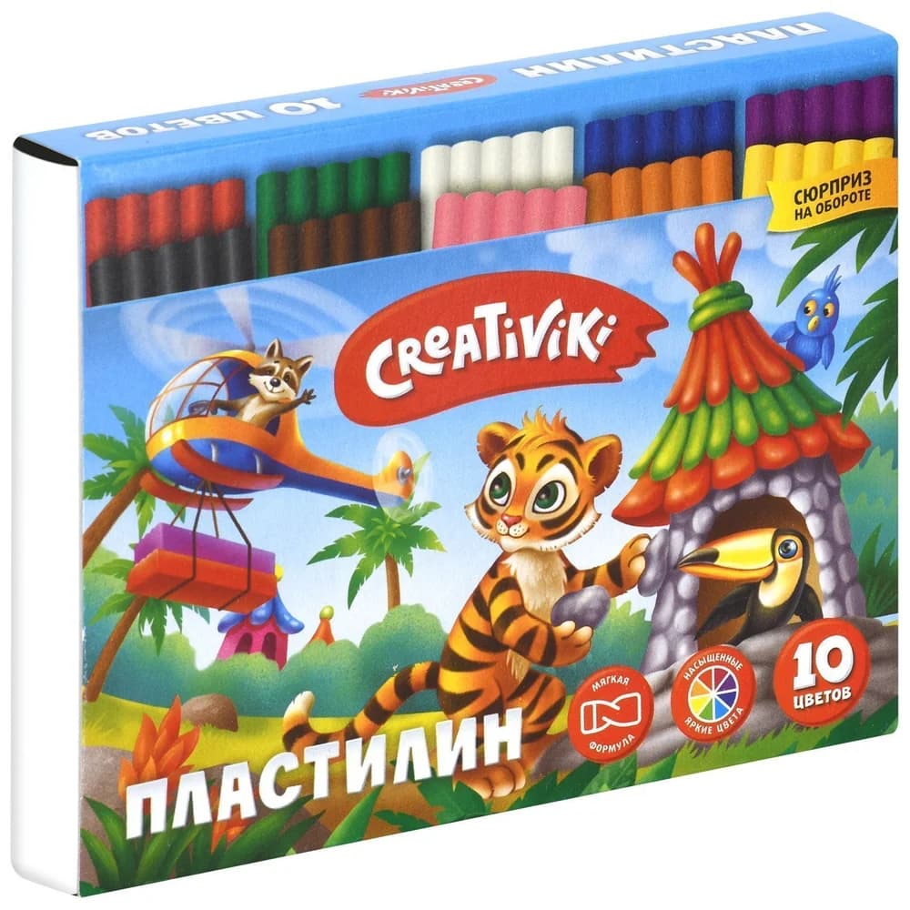 Пластилин 10 цв Creativiki 150г ПЛ10КР