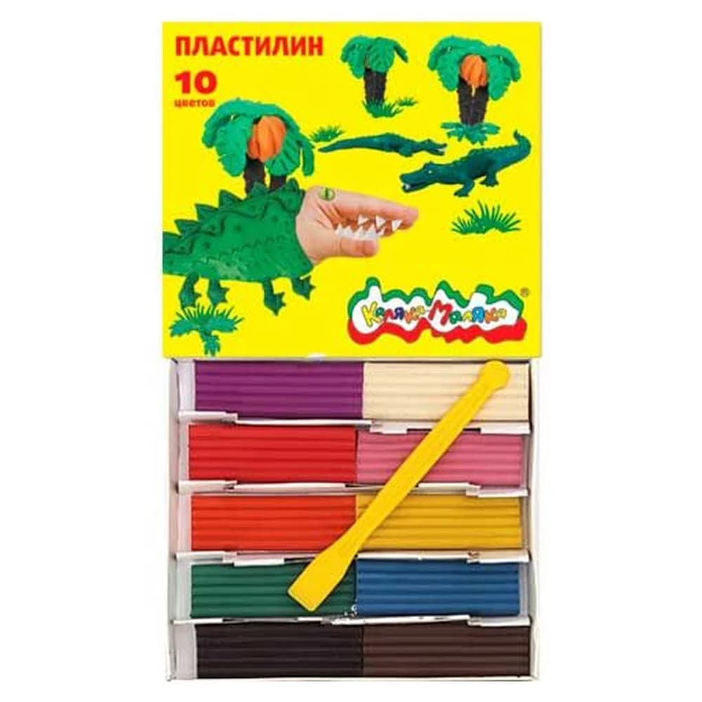 Пластилин 10цв Каляка-Маляка 150гр , со стеком Каляка-Маляка  ПКМ10