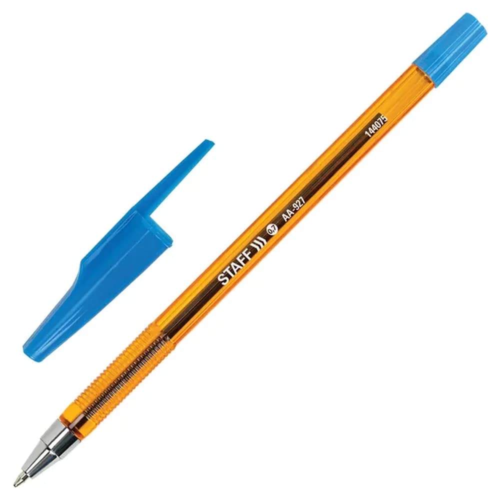 Ручка шариковая АА-927 ORANGE 0.7мм синяя, корпус тонирован STAFF 144075/50шт