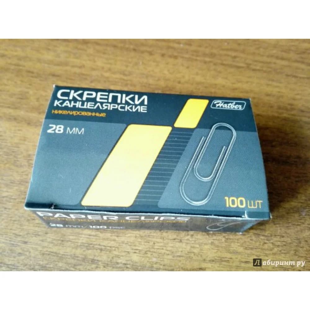 Скрепки 28мм никелированные, круглые (100шт) Спейс 162153