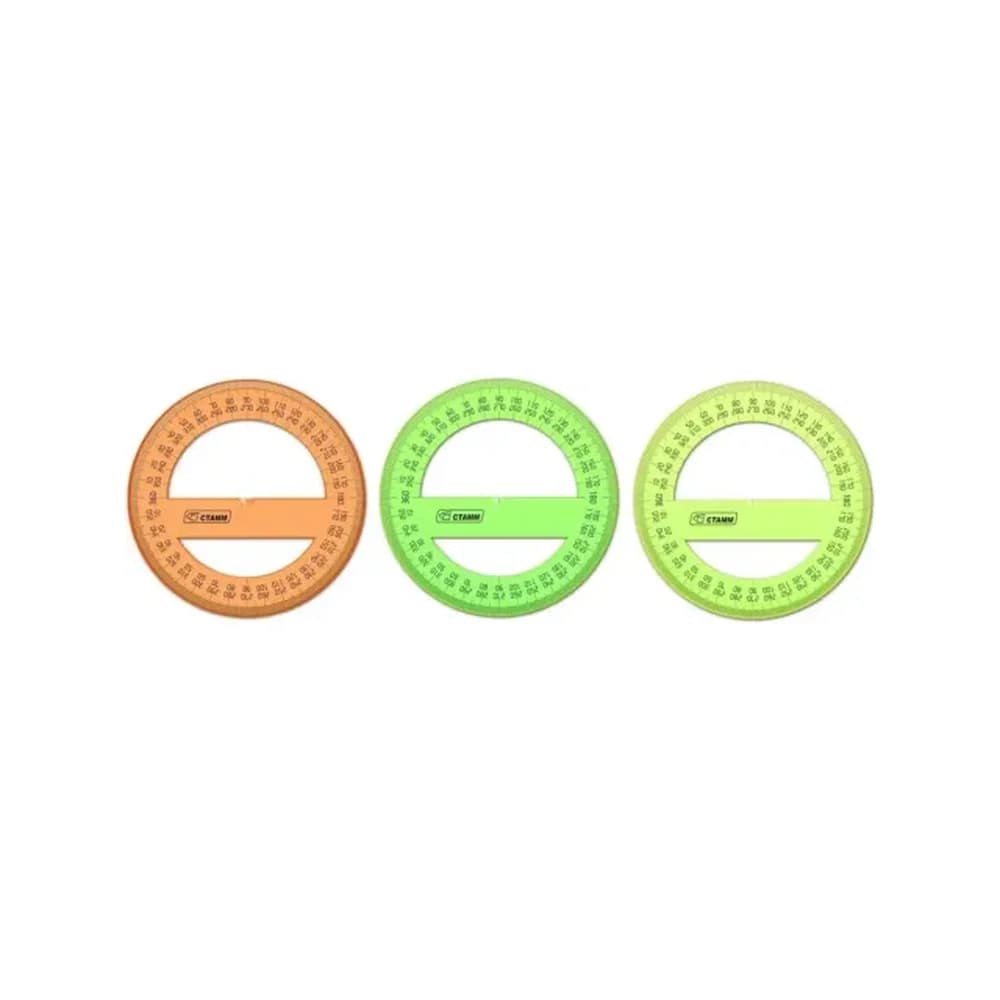 Транспортир 10см 180, Neon Crystal,пластиковый, тонированный ТР11