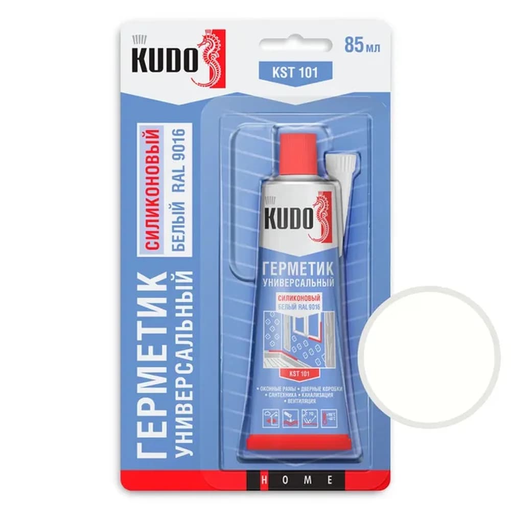 Герметик KUDO силиконовый универсальный белый 85мл, в тюбике KST-101