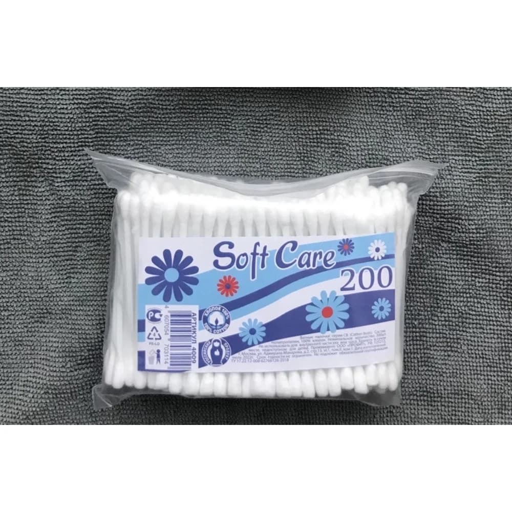 Soft CARE ватн палочки 200 шт пакет 4009