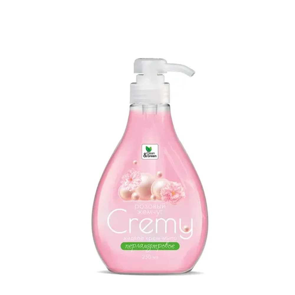 Жидкое крем -мыло с перламутром Cremy 1000 мл розовый жемчуг с дозатором Clean$