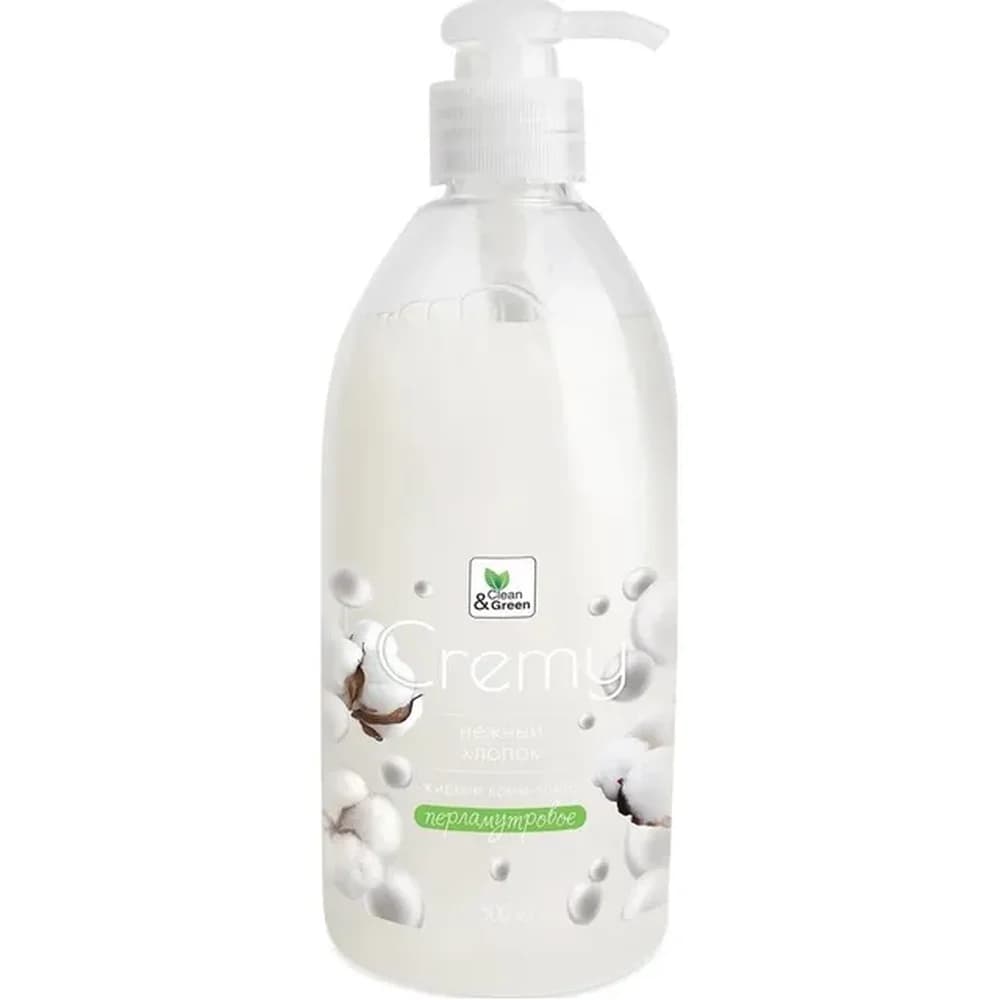 Жидкое крем мыло Soapy  (CREMY) 500 мл нежный хлопок с дозатором Clean$Green CG 8449