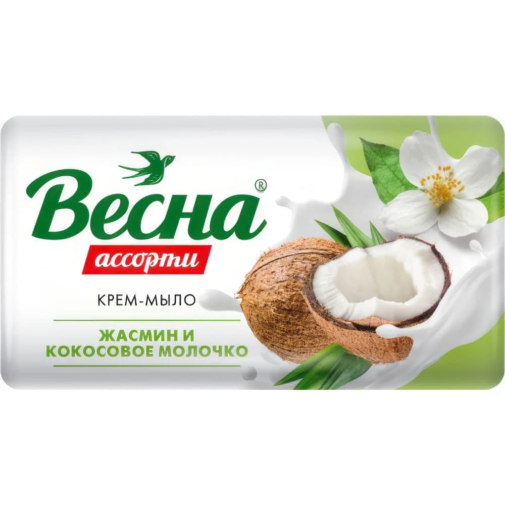 Весна 90 гр мыло -крем Жасмин + Кокос ,молочко  /72