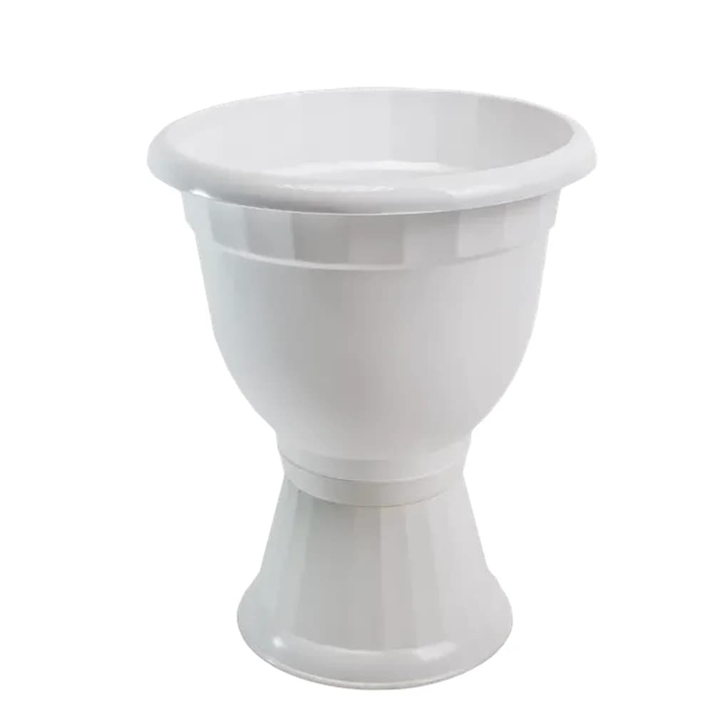 Горшок цв. 2л белый, мрам, кр.кор с подд. д120