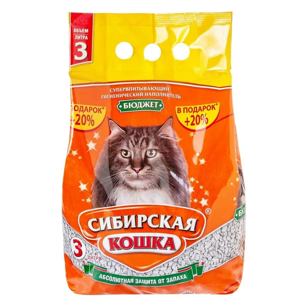 Наполнитель Сиб кошка 3 л Бюджет ,Впитывающий Оранжевый