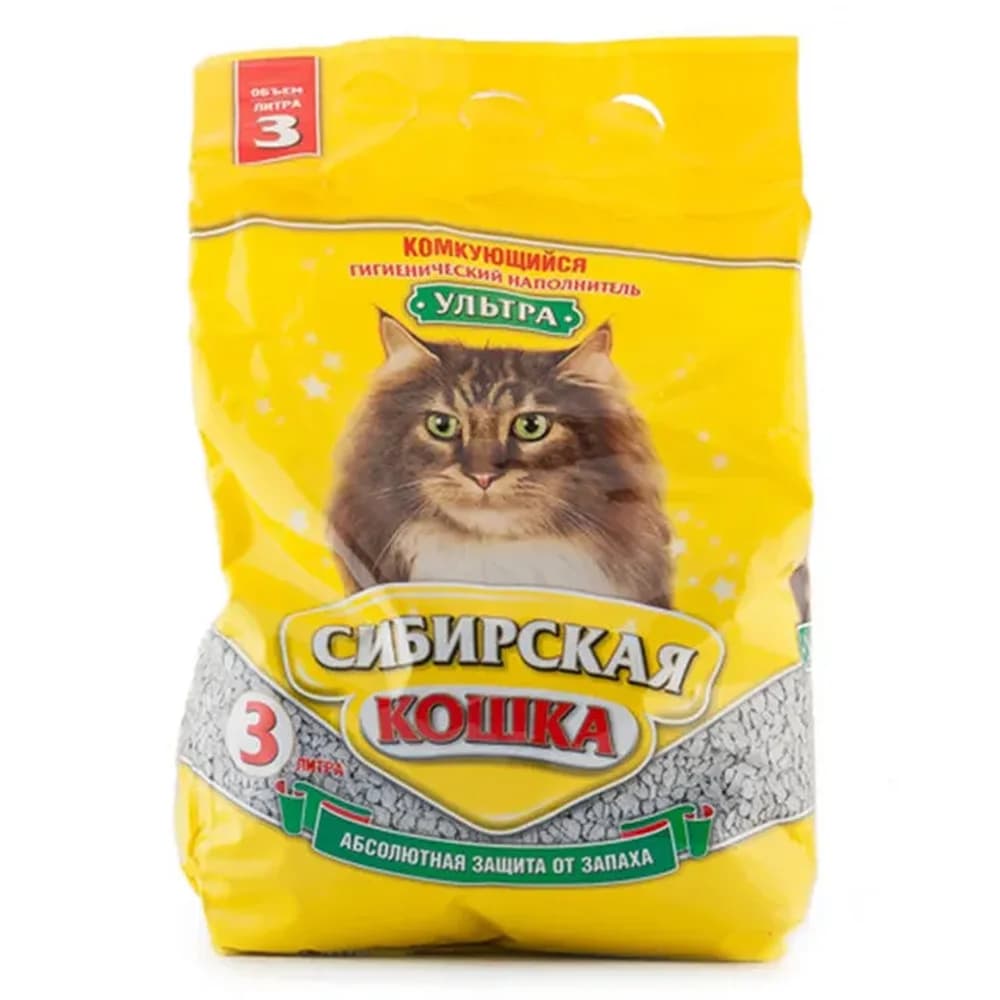 Наполнитель Сиб кошка 3 л Ультра , Комкующийся Желтый