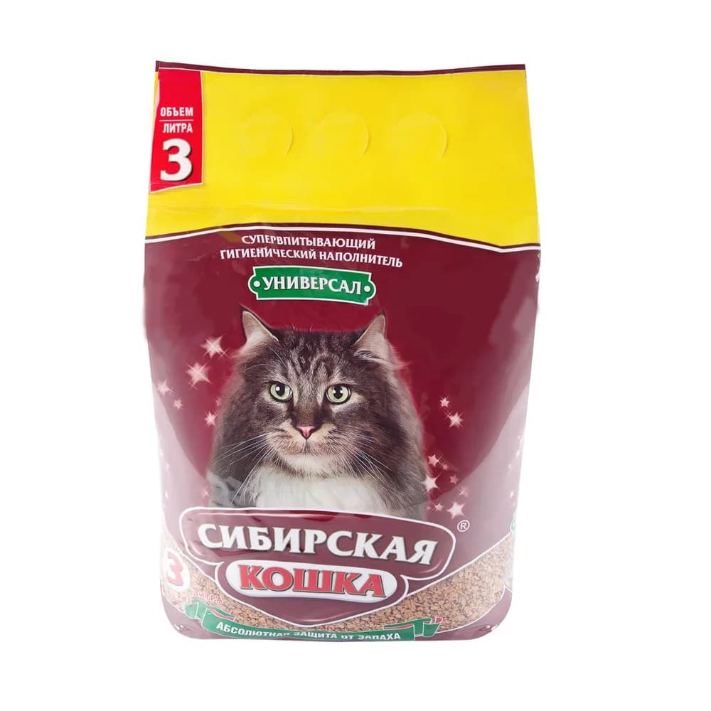 Наполнитель Сиб кошка 3 л Универсал, Впитывающий Коричневый