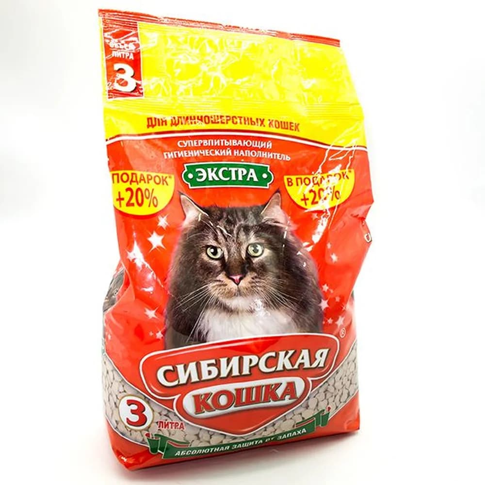 Наполнитель Сиб кошка 3 л ЭКСТРА /длиннош, Впитывающий Оранжевый