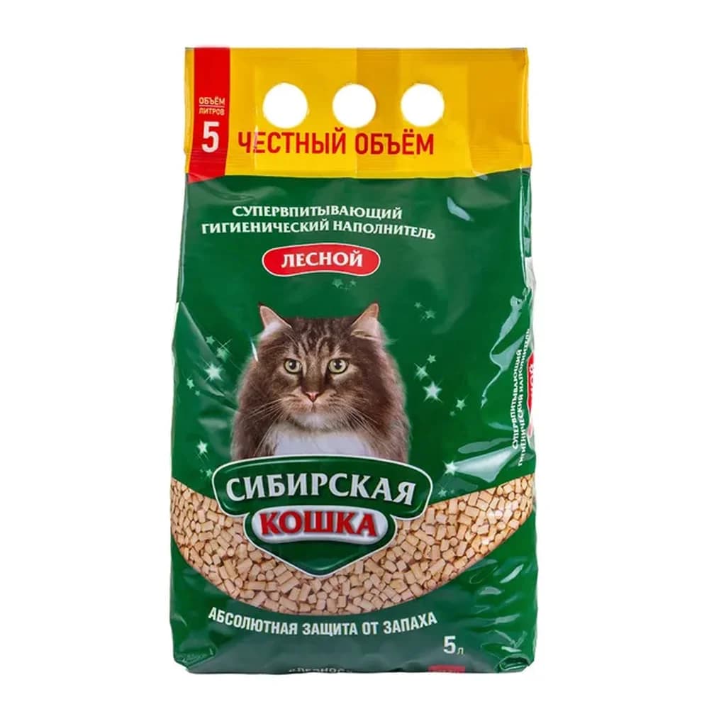 Наполнитель Сиб кошка 7 л Лесной  (древесные гранулы 8-10мм) № 23