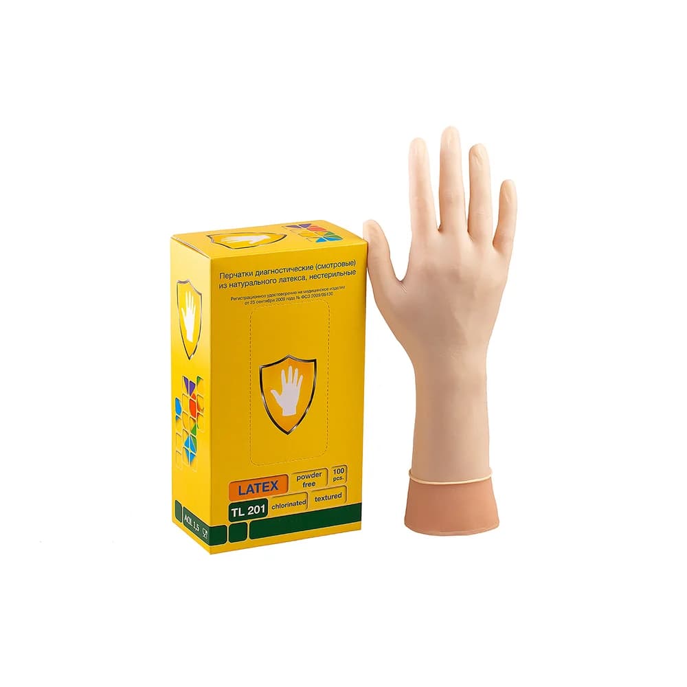 Перчатки ЛАТЕКС неопудрен текстур на ладони XL .100 шт в коробке /10 NPD050 X