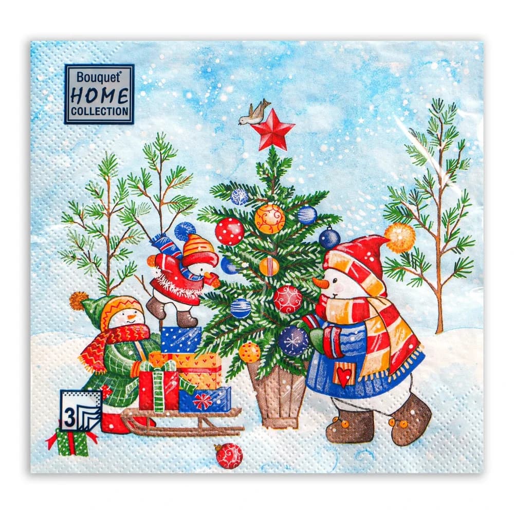 Салфетки   20л   3сл 33*33см Home Collektion Classik НОВОГОДНЯЯ ЕЛЬ на БЕЛОМ