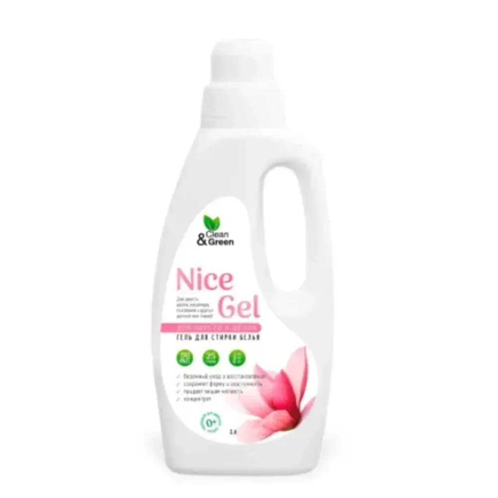 Гель д  стирки NICE GEL  для шерсти и шелка  (концентрат ) 2 л Clean &Green с ручкой