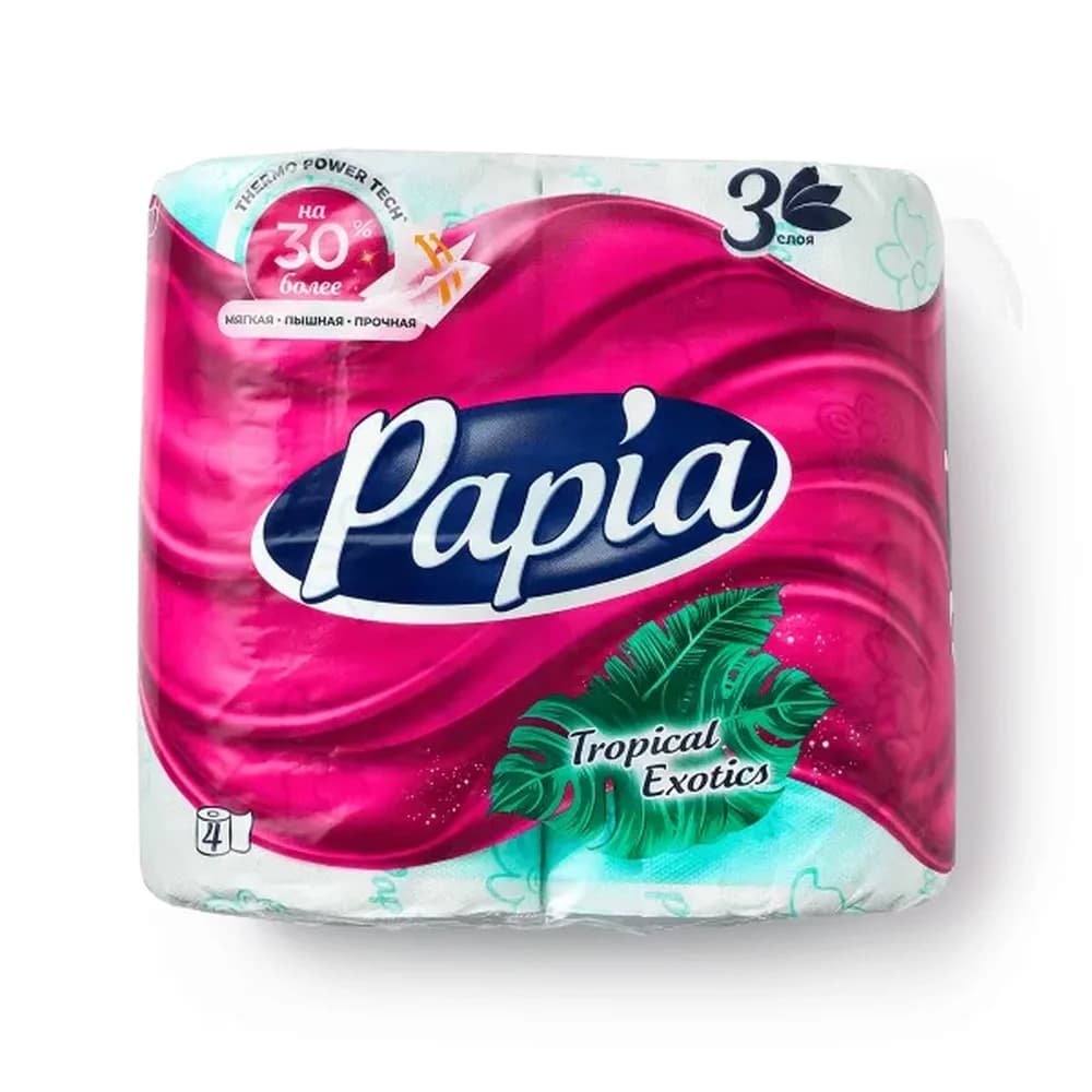 Т/Б PAPIA  3*х сл 4 шт ТРОПИЧЕСКАЯ ЭКЗОТИКА   ЦВЕТНАЯ /14