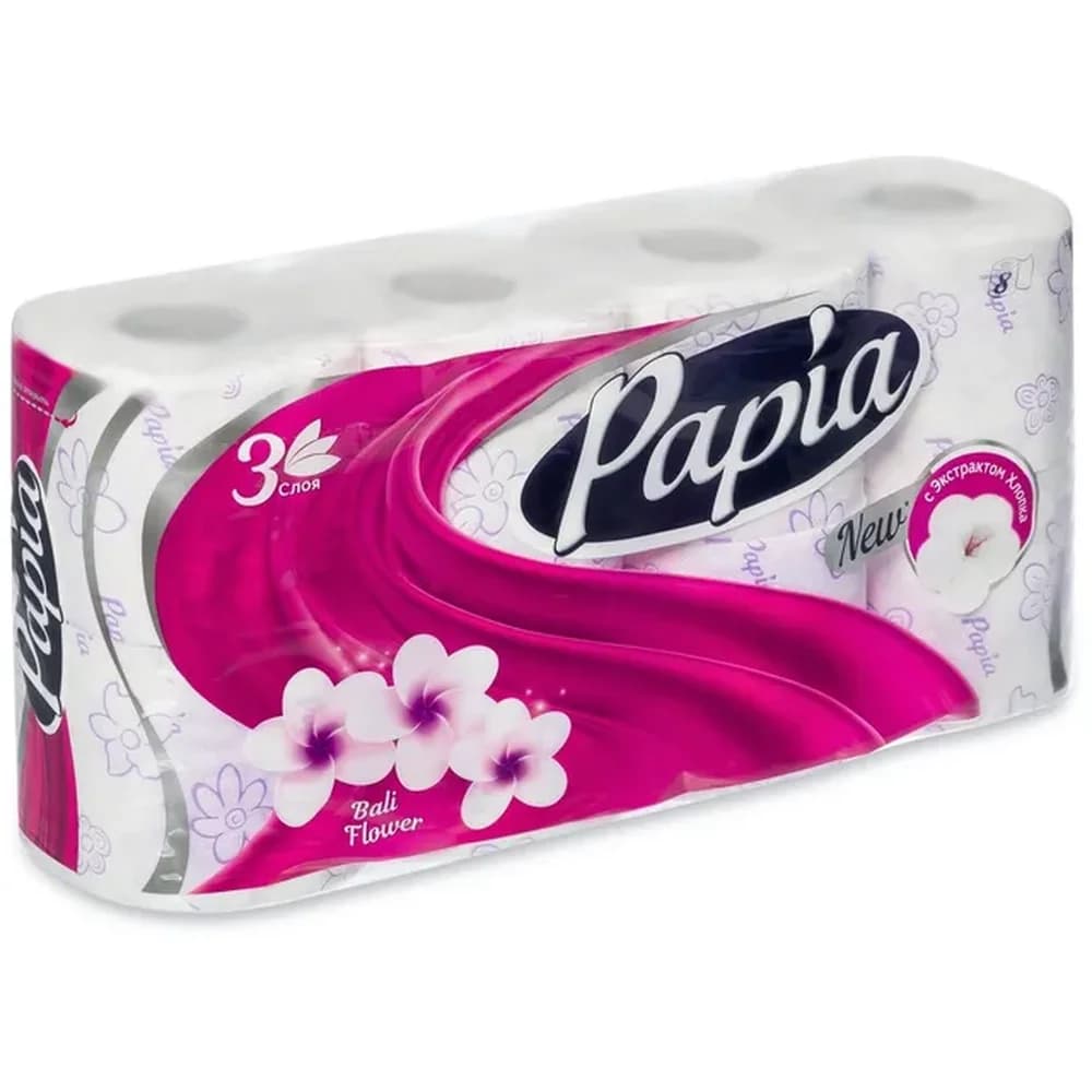 Т/Б PAPIA  3*х сл 8 шт ЦВЕТЫ БАЛИ    ЦВЕТНАЯ /7