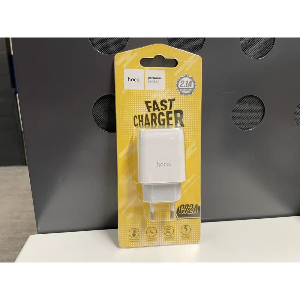 Сетевое зарядное устройство Hoco C72А  1USB,2,1А+кабель  цвет белый Type-C