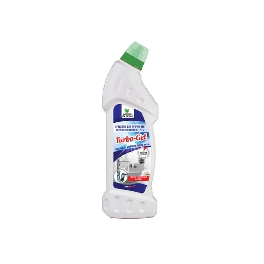 Средство для прочистки канализационных труб Turbo-Gel (щелочное) 750мл Clean & Green CG 8073