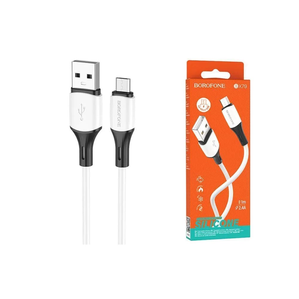 Кабель USB BOROFONE B X79 белый силиконовый 1м Micro