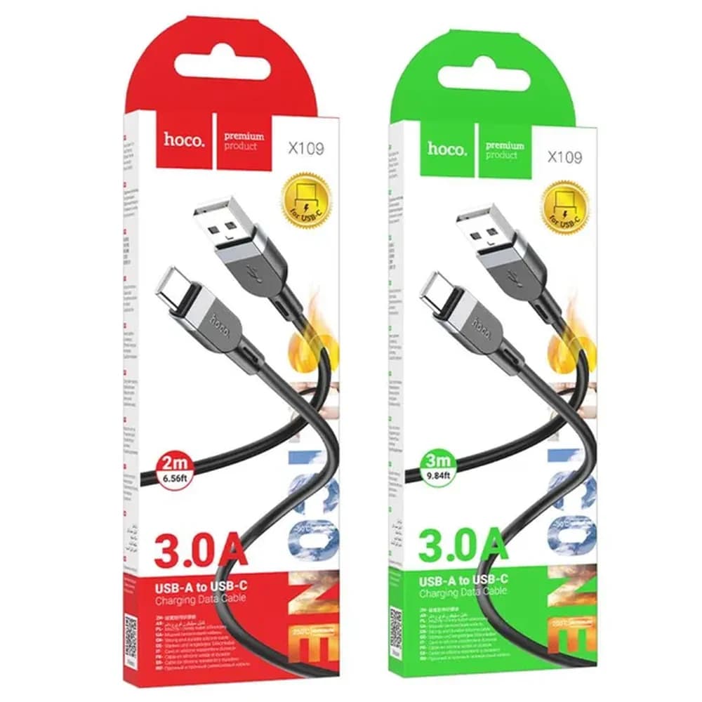 Кабель USB Hoco Х109 Type-c  силиконовый черный 2м