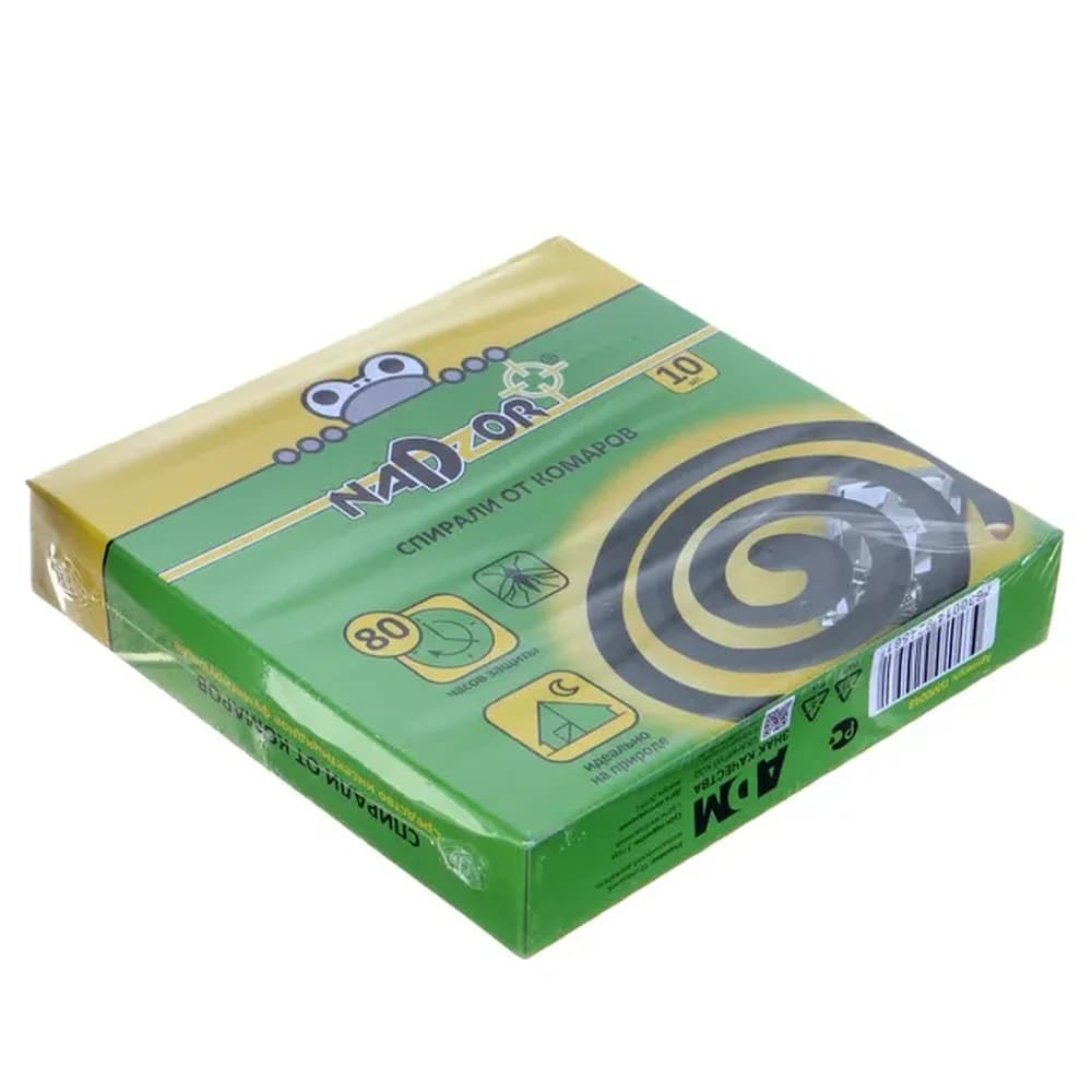 Спирали от комаров  б/ запаха черные  NADZOR  (уп. 10шт) SPIR60E в кор 60 шт красные