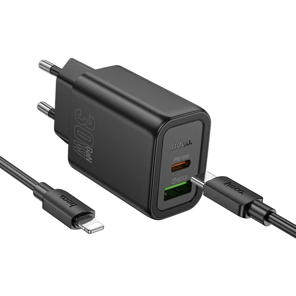 Сетевое зарядное устройство Hoco N63 (Qc3/0+PD30W) (1С1А) цвет черный