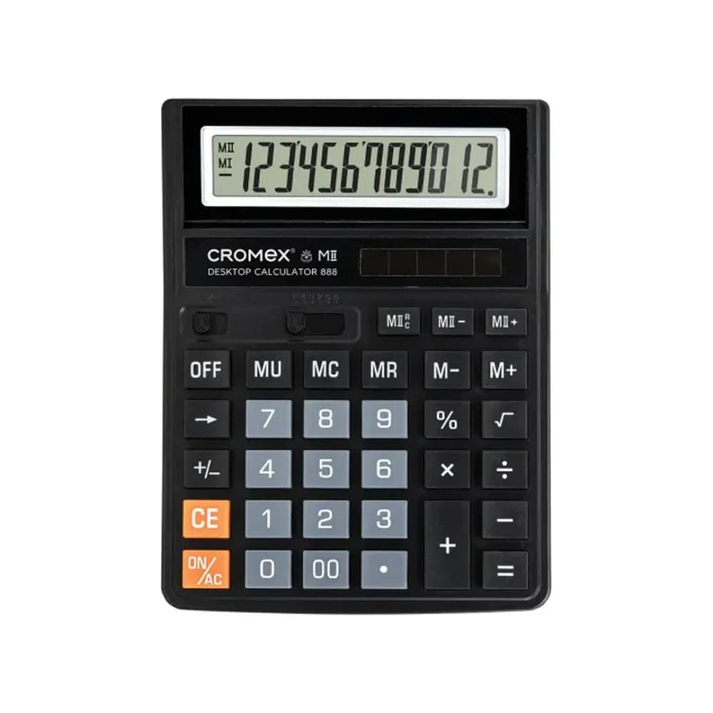Калькулятор 12 разр. большой CROMEX 888 (185*1455мм) черный 271728