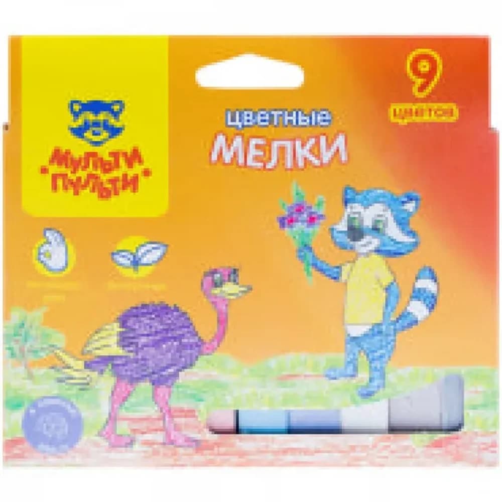 Мел цветной 9цв Енот в Австралии карт. коробка , европо (Мульти-пульти)  485088